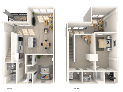 a floor plan of a two bedroom apartment at Melody on Main, Mesa